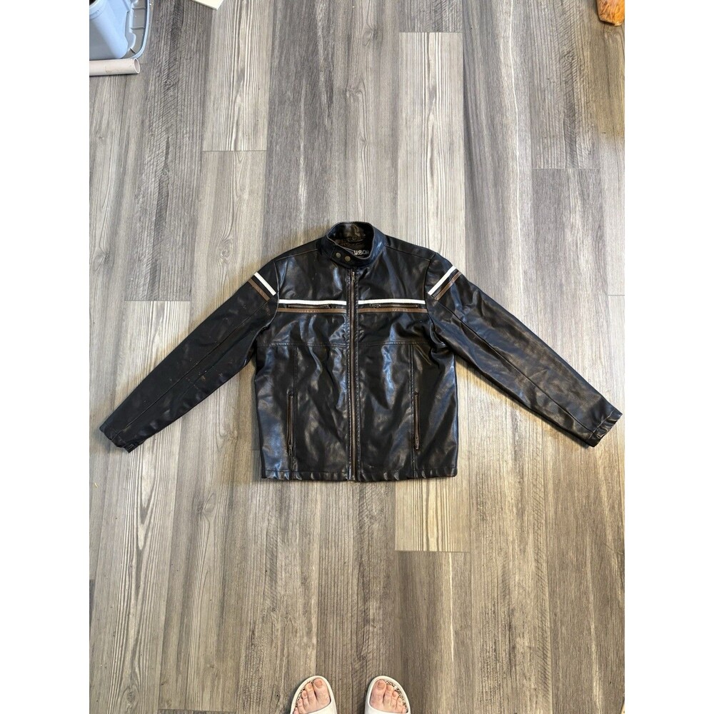 Carbon Faux Leather Jacket Vintage Look Men’s Sz Medium.